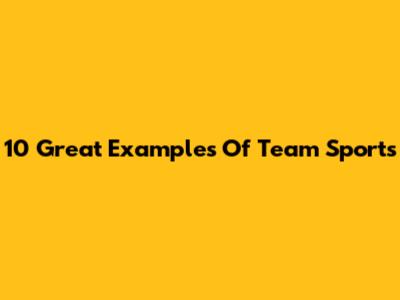 10 Great Examples Of Team Sports