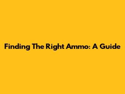 Finding The Right Ammo: A Guide