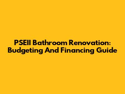 PSEII Bathroom Renovation: Budgeting And Financing Guide