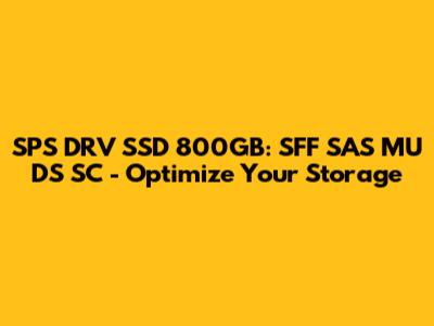 SPS DRV SSD 800GB: SFF SAS MU DS SC - Optimize Your Storage